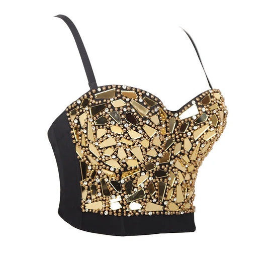 GoldenGlam™ Steampunk Beaded Sequin Corset Bralette