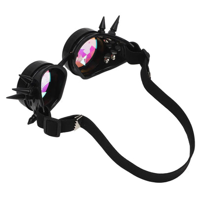 CyberKaleido Steampunk Goggles – Retro Rave Neon Glasses