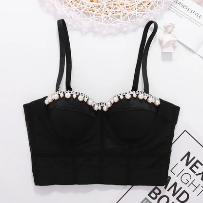 DiamondShine™ Y2K Sequin Push-Up Crop Top