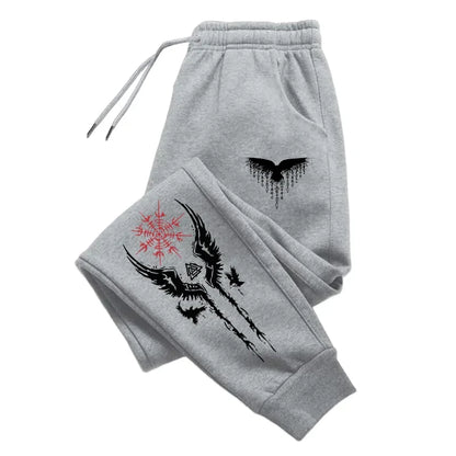 Runestone Drift - Vintage Viking Print Jogger Sweatpants