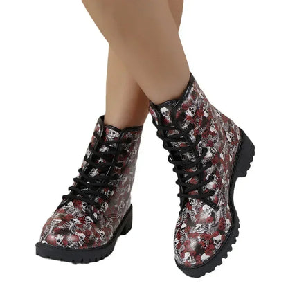 Shadow Skull Ankle Boots