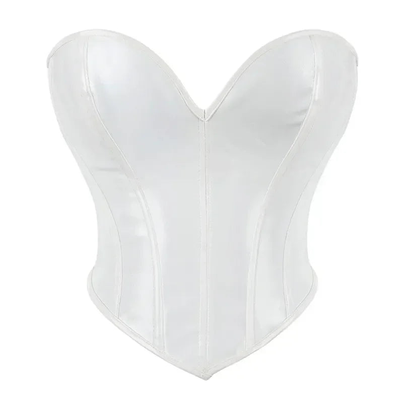 ShinyCharm™ Black PVC Leather Bustier Corset Crop Top