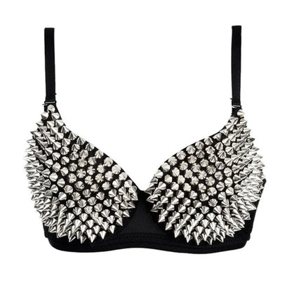 DarkRivet™ Gothic Punk Bralette with Silver Studs