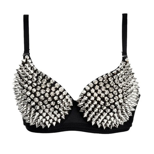 DarkRivet™ Gothic Punk Bralette with Silver Studs
