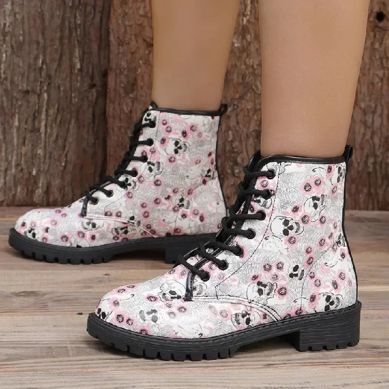 Shadow Skull Ankle Boots