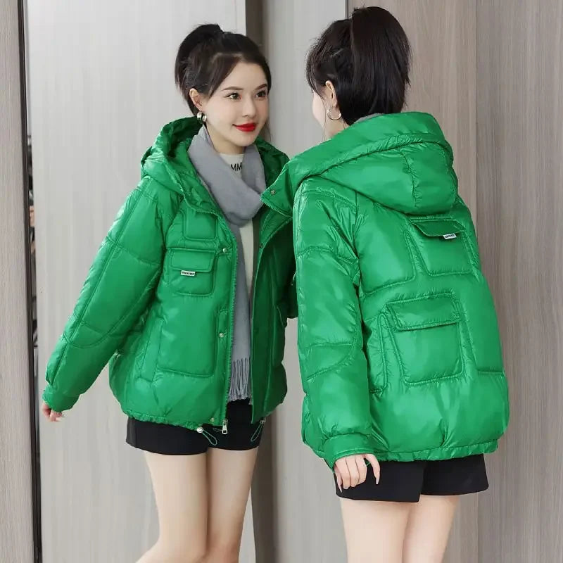 Neon Pulse Puffer Coat
