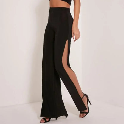 Shadow-Slit High-Waist Wide-Leg Pants