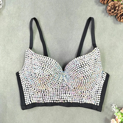 DiamondShine™ Y2K Sequin Push-Up Crop Top