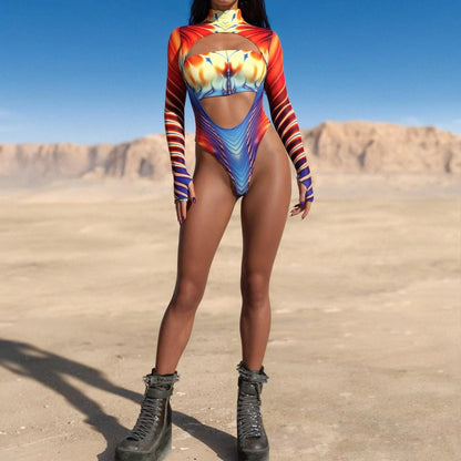 NEON SHADOWS//GOTH Jumpsuit – Cyberpunk Gothic Colorful Party Bodysuit