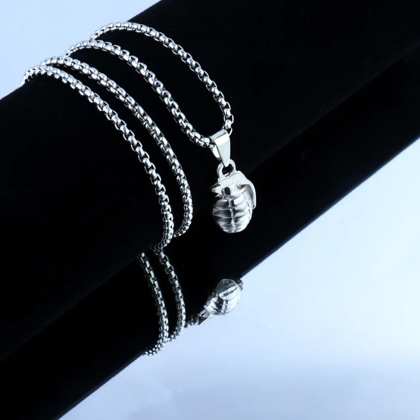Grenade Flux – Double-Tone Punk Pendant Necklace