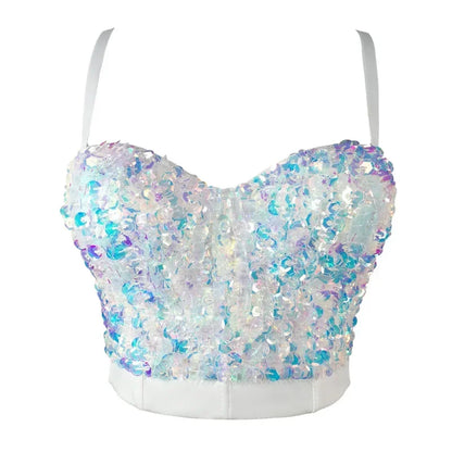 DiamondShine™ Y2K Sequin Push-Up Crop Top
