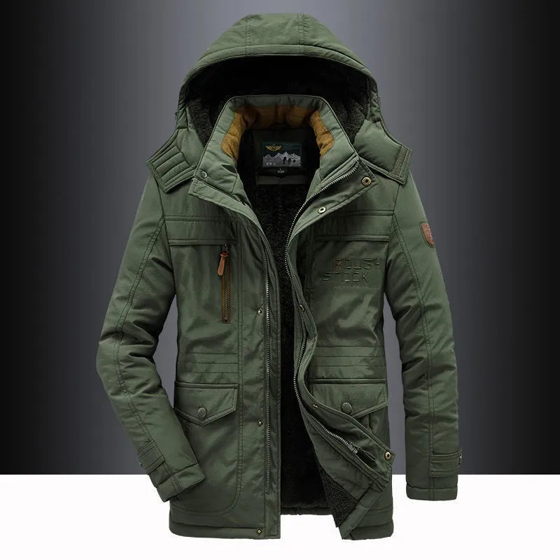 Men's tactical coat jacket knee length durable windproof autumn and winter casual daily wear trendy and versatile men's coat