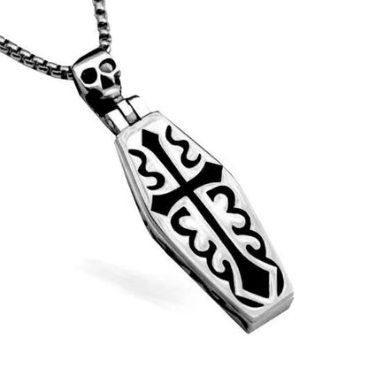 Grave Echo – Vintage Gothic Coffin Skull Pendant Necklace