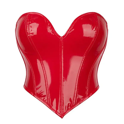 ShinyCharm™ Black PVC Leather Bustier Corset Crop Top