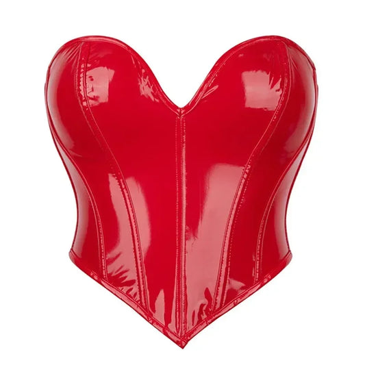 ShinyCharm™ Black PVC Leather Bustier Corset Crop Top