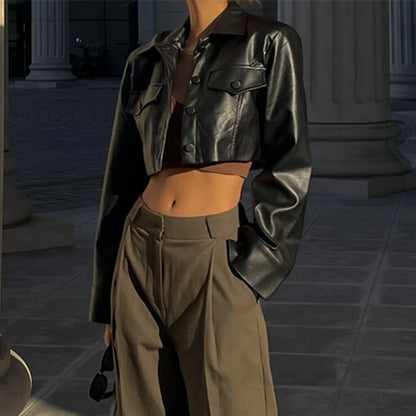 Volt Collar PU Short Jacket