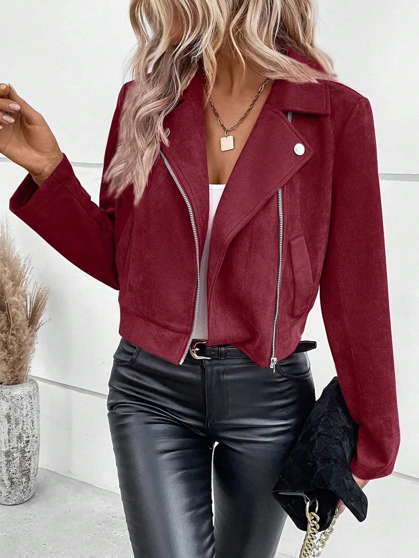 Women’s Jacket — Solid, Turn-Down Collar, Long Sleeve, Autumn/Winter