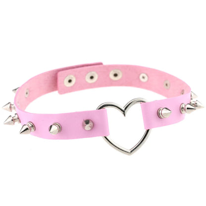 Pink Spike Rivet Choker – Gothic Punk Statement