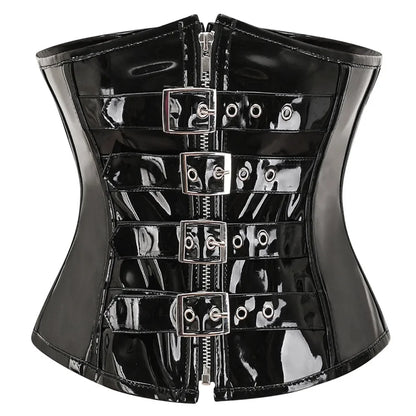 SteamGoth™ Steampunk Underbust PVC Leather Corset