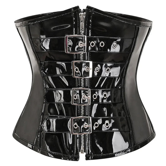 SteamGoth™ Steampunk Underbust PVC Leather Corset
