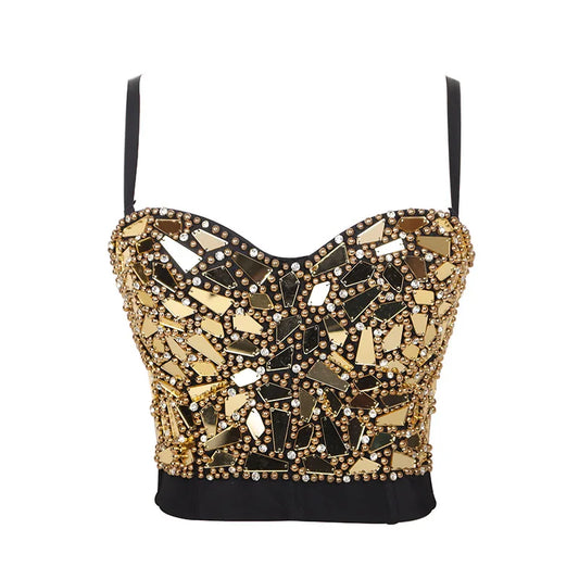 GoldenGlam™ Steampunk Beaded Sequin Corset Bralette
