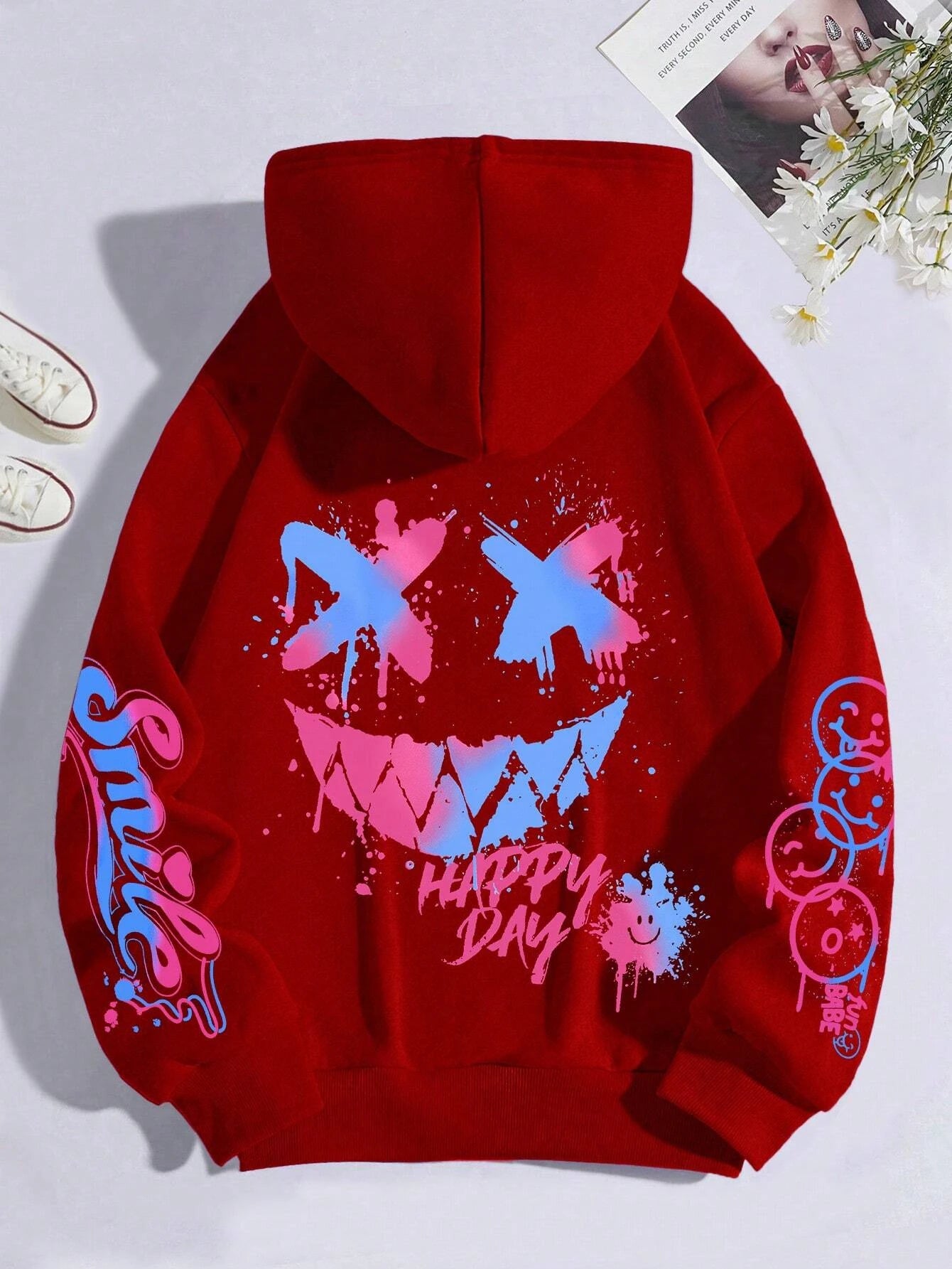 HAPPY//DAY Graffiti Hoodie – Women's Vintage Hip Hop Streetwear