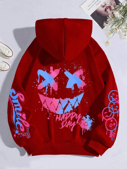 HAPPY//DAY Graffiti Hoodie – Women's Vintage Hip Hop Streetwear