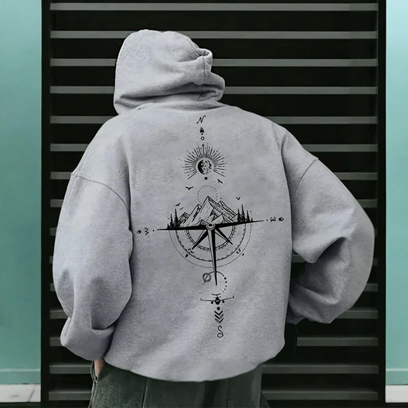 NØRTHBOUND//Compass Hoodie – Vintage Symbolic Streetwear for All Seasons