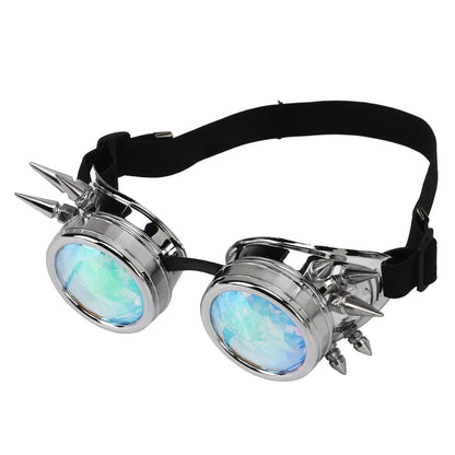 CyberKaleido Steampunk Goggles – Retro Rave Neon Glasses