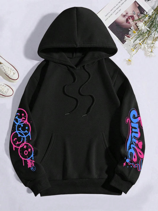 HAPPY//DAY Graffiti Hoodie – Women's Vintage Hip Hop Streetwear
