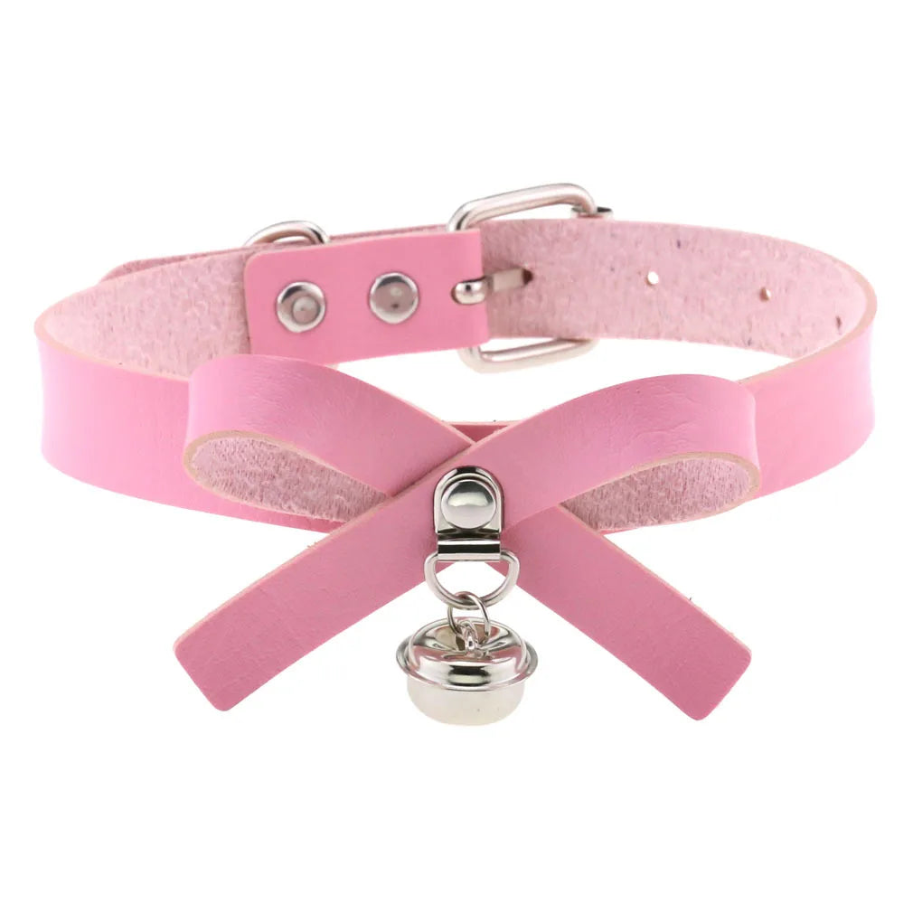 Pink Spike Rivet Choker – Gothic Punk Statement