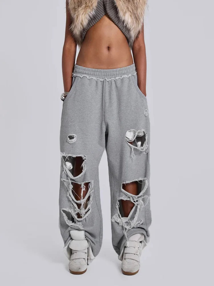 Driftcore Ripped Wide-Leg Sweatpants