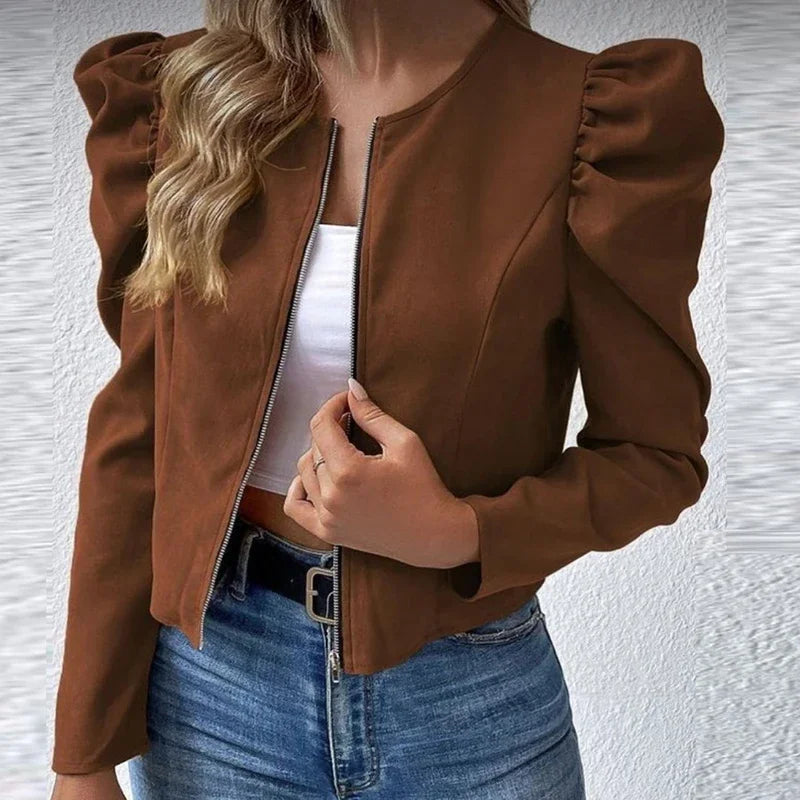 Noir Orbit Puff-Sleeve Jacket