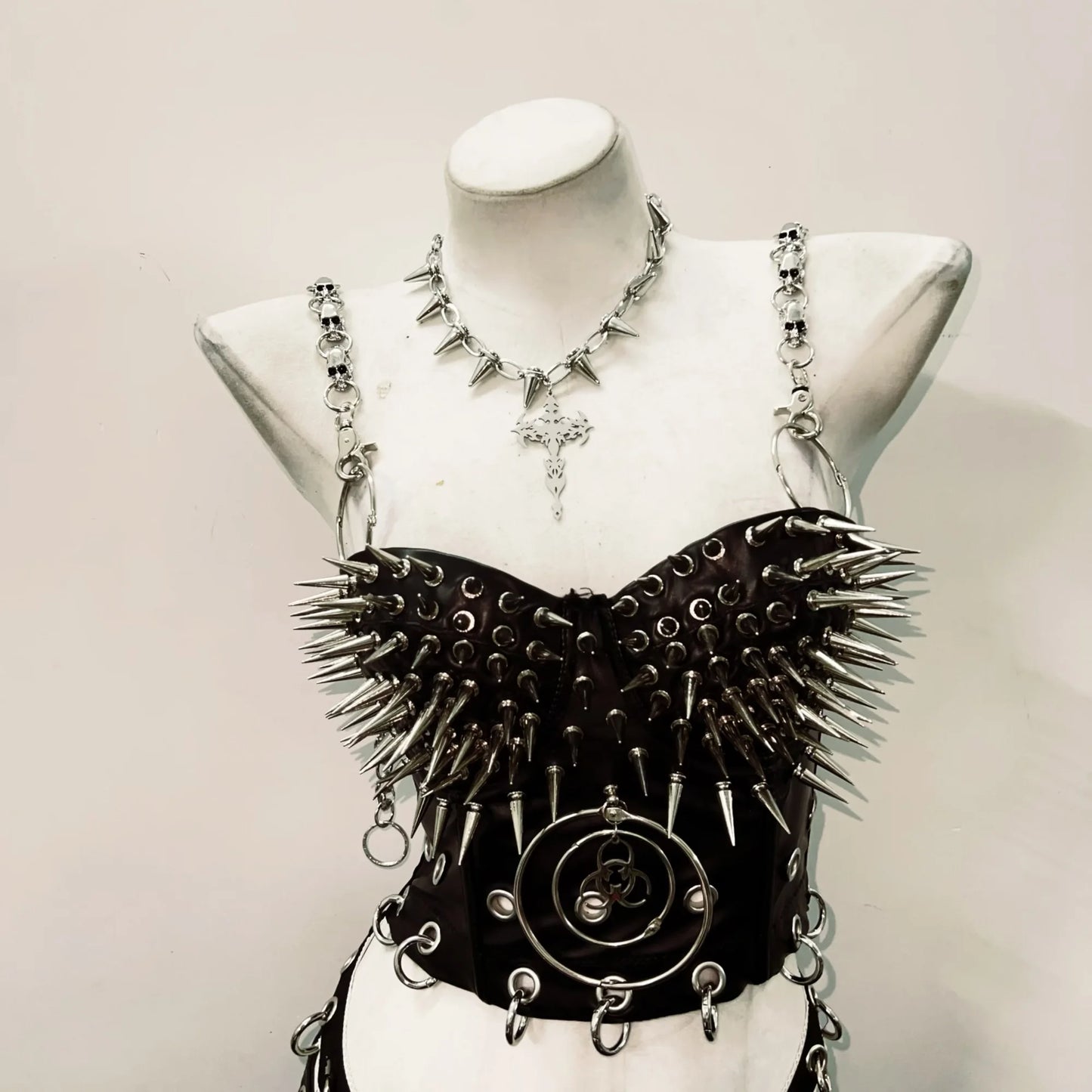 RivetRiot Corset Top – Y2K Skull Punk Bustier with Attitude