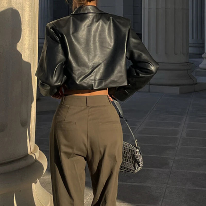 Volt Collar PU Short Jacket