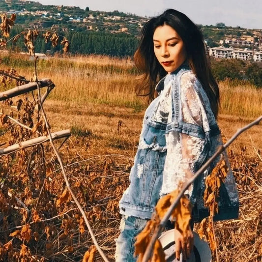 Rosette Openweave Denim Jacket