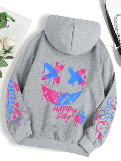 HAPPY//DAY Graffiti Hoodie – Women's Vintage Hip Hop Streetwear