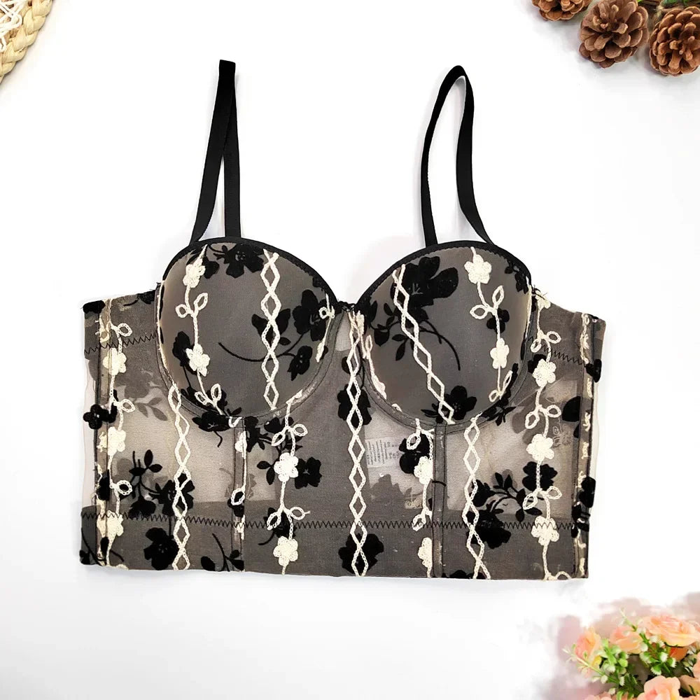 DiamondShine™ Y2K Sequin Push-Up Crop Top