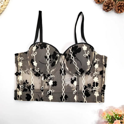 DiamondShine™ Y2K Sequin Push-Up Crop Top