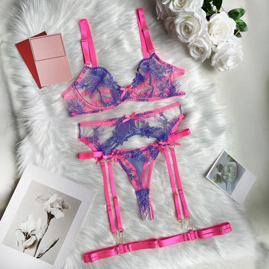 LUSTRA Sheer Embroidered Mesh Set