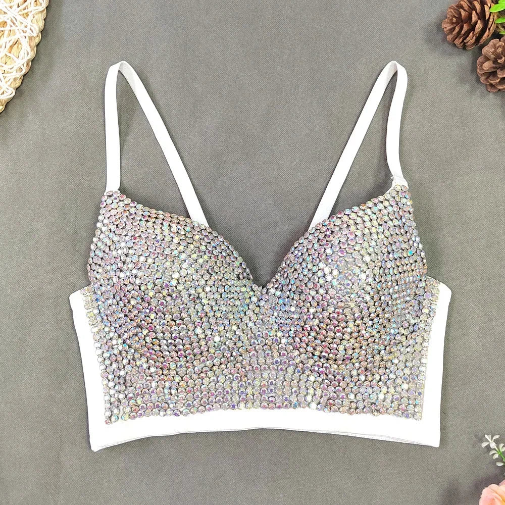DiamondShine™ Y2K Sequin Push-Up Crop Top