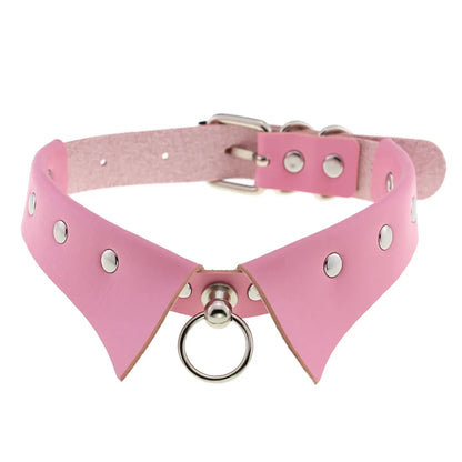 Pink Spike Rivet Choker – Gothic Punk Statement