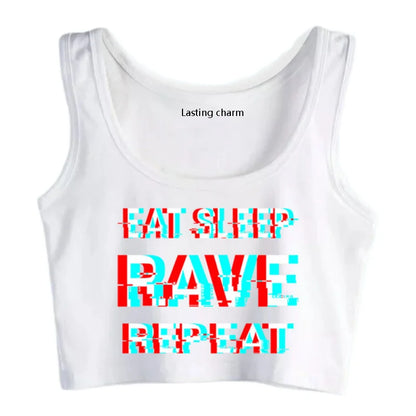 REPEAT MODE Crop Tank — Eat Sleep Rave Repeat
