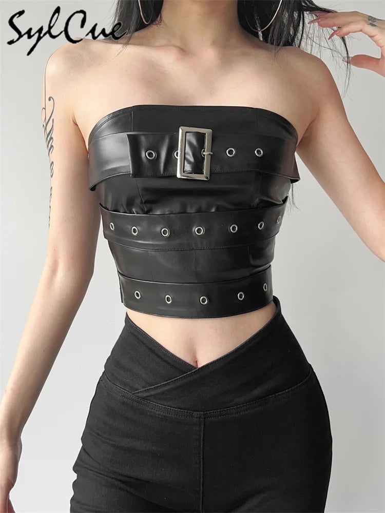 ShadowCore Wrap Vest – Matte Black Chest Belt Crop for Bold Looks