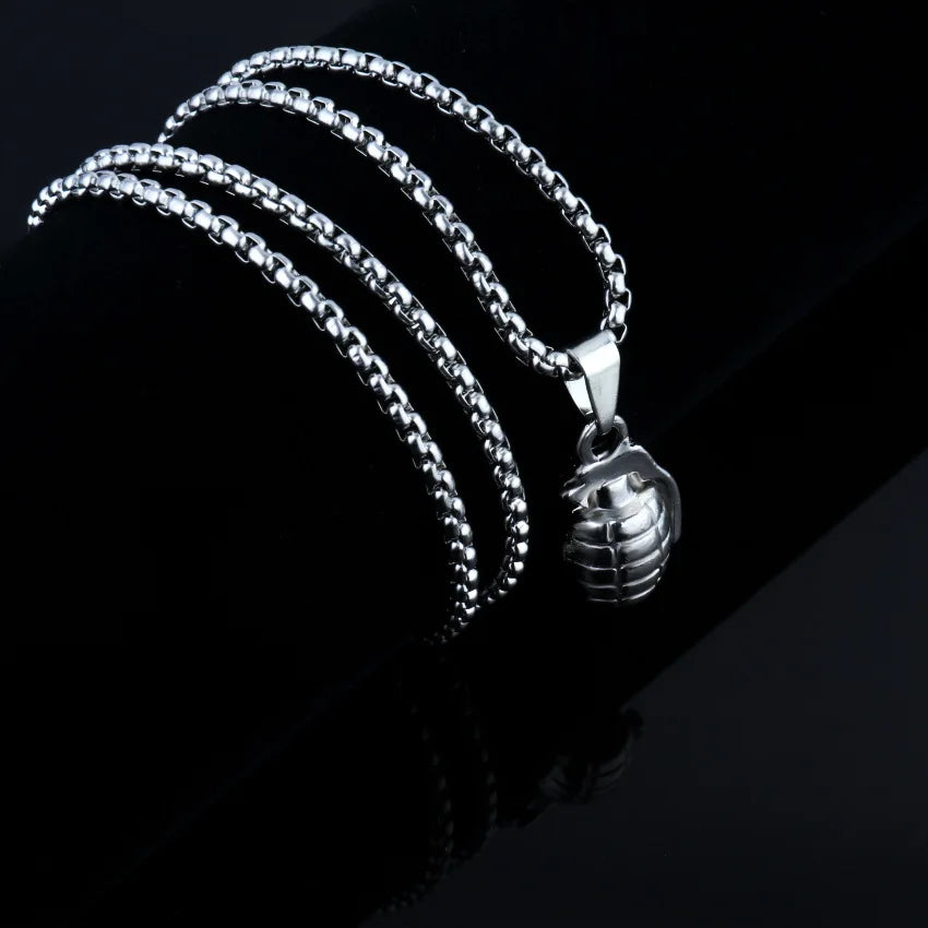 Grenade Flux – Double-Tone Punk Pendant Necklace