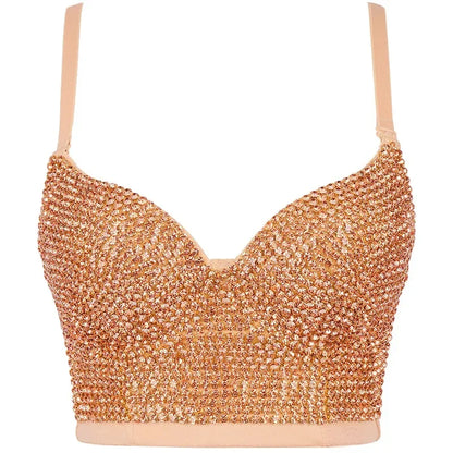DiamondShine™ Y2K Sequin Push-Up Crop Top