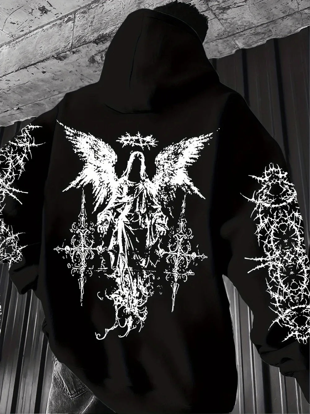 ANGEL//FALL Gothic Hoodie – Men’s Darkwear Street Layer for Autumn & Winter