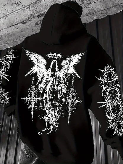 ANGEL//FALL Gothic Hoodie – Men’s Darkwear Street Layer for Autumn & Winter