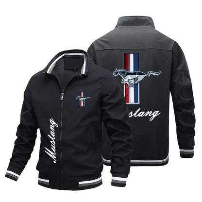 "UrbanVibe" Men’s Statement Coat – Large Logo, Detachable Hood, Loose Spring Outerwear