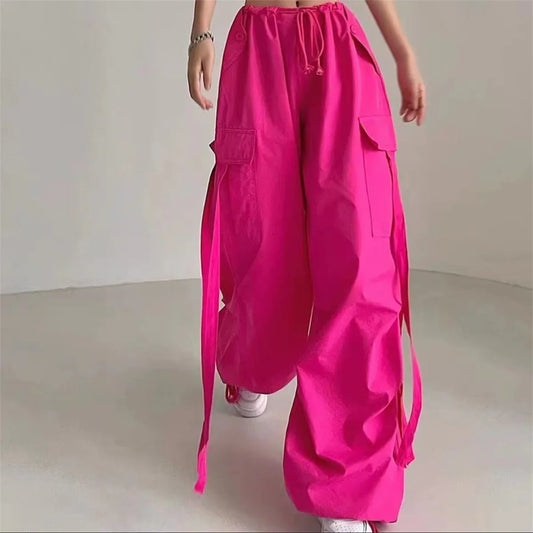 Signal Drop – High-Waist Red Cargo Joggers